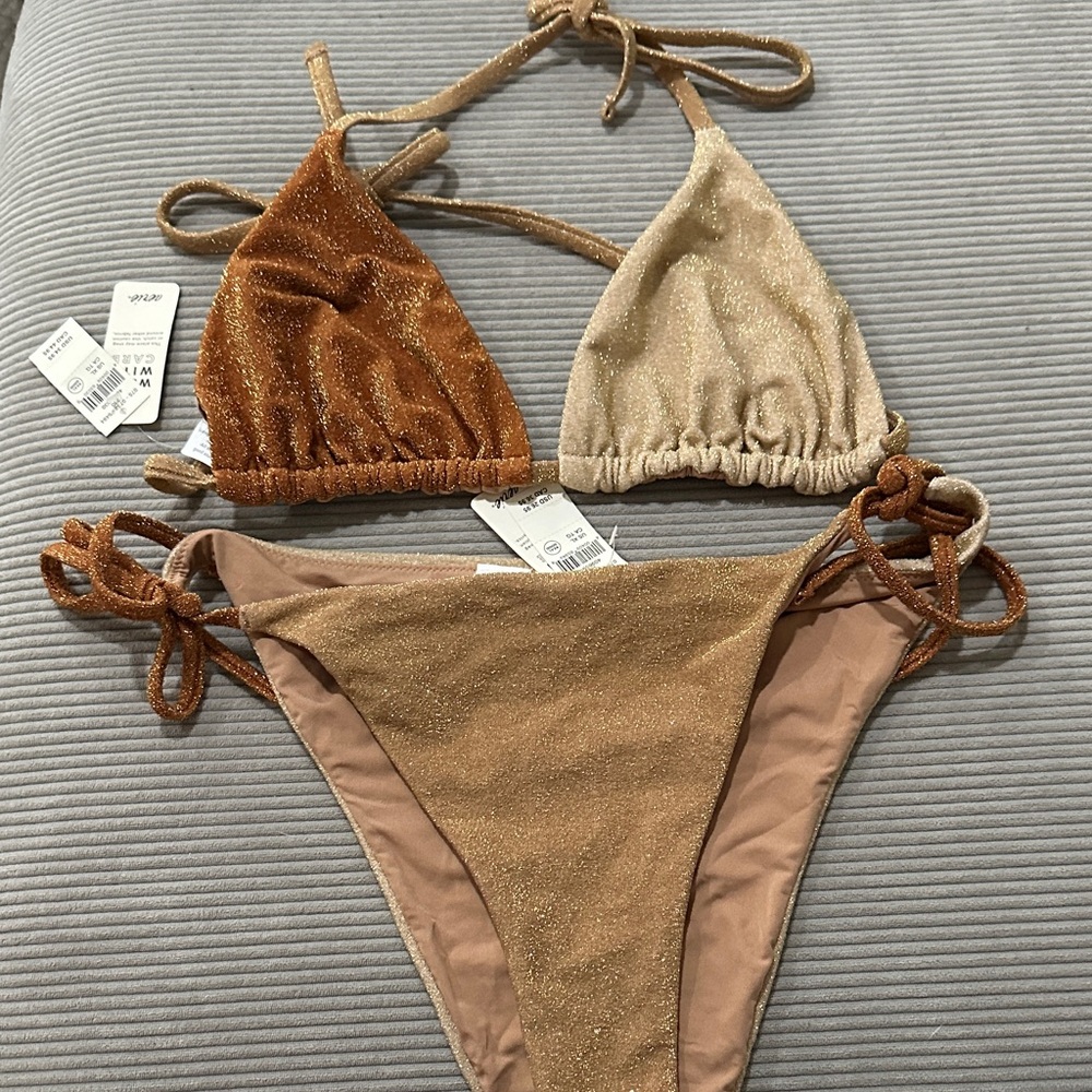 Aerie Shimmering color block Bikini